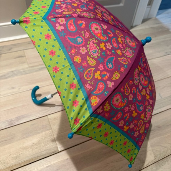 Paisley Pattern Kids Umbrella - Pink and Green - Picture 2 of 5